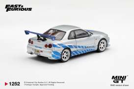 Nissan  - Skyline GT-R (R34) 2003 silver/blue - 1:64 - Mini GT - MGT01252-BL - MGT01252-BL | Toms Modelautos
