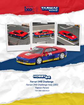 Ferrari  - 348 1993 red/blue/yellow - 1:64 - Tarmac - T64-082-93CHA14 - TC-T64-082-93CHA14 | Toms Modelautos